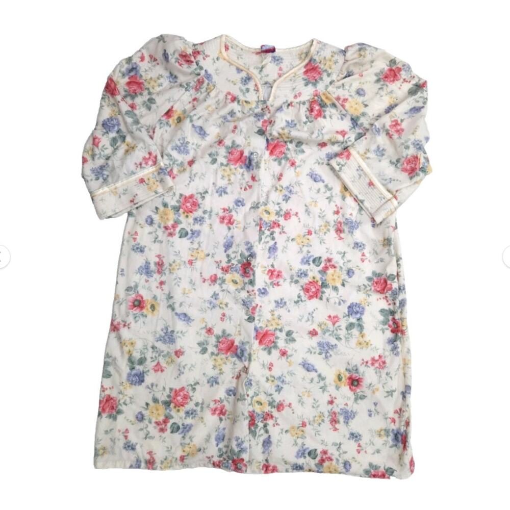 Vintage Nightgown Women's 1X Fleece Floral Grandmacore Cottagecore